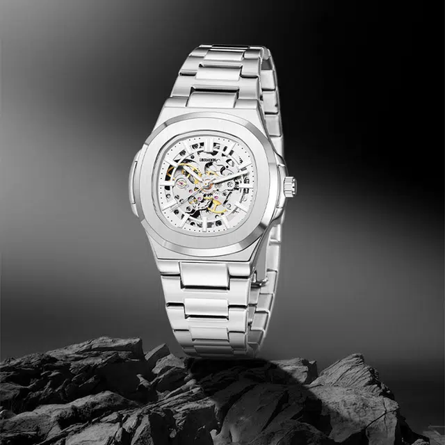LIBER AEDON Skeleton Silver Dial Steel Bracelet