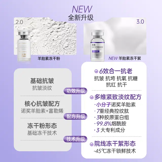 透真 羊胎素冻干絮精华 抗糖提亮紧致保湿补水抗氧化抗皱淡化细纹 修复暗沉祛黄抗衰老