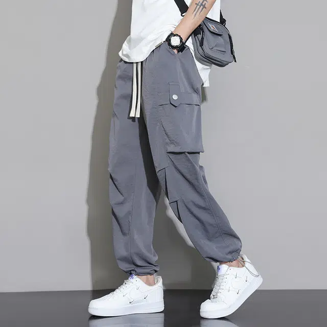 顶峰保罗 冰丝薄款速干工装伞兵裤潮牌凉感宽松百搭休闲裤 男女同款