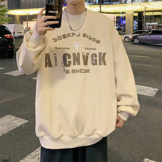 顶峰保罗 美式重磅直筒基础字母印花无性别主义休闲时尚潮牌时尚百搭宽松大码圆领长袖卫衣 男女同款