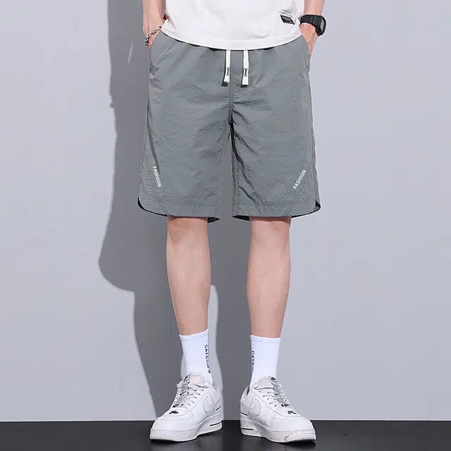 顶峰保罗 无性别主义薄款亲肤宽松透气速干五分裤抽绳时尚百搭沙滩篮球运动休闲短裤 男女同款