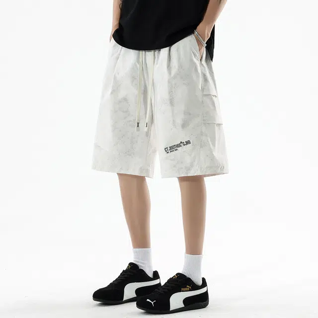 顶峰保罗 凉感亲肤透气宽松美式潮牌时尚百搭运动五分裤休闲短裤 男女同款