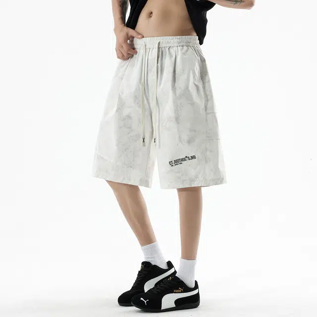 顶峰保罗 凉感亲肤透气宽松美式潮牌时尚百搭运动五分裤休闲短裤 男女同款