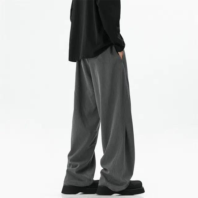 顶峰保罗 凉感透气美式压褶垂感外穿长裤子无性别主义潮流薄款舒适宽松百搭高级感直筒休闲裤 男女同款