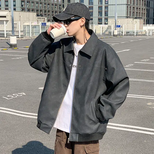 顶峰保罗 美式复古潮牌宽松简约百搭夹克外套 男女同款