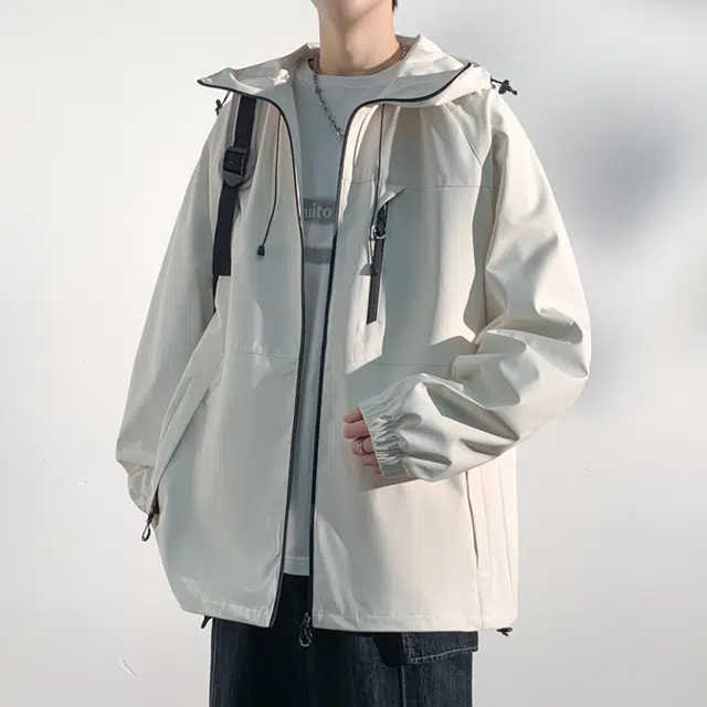 顶峰保罗 户外机能风登山服软壳骑行徒步通勤运动连帽长袖休闲防风外套无性别主义山系宽松大码工装上衣简约百搭痞帅潮牌夹克 男女同款