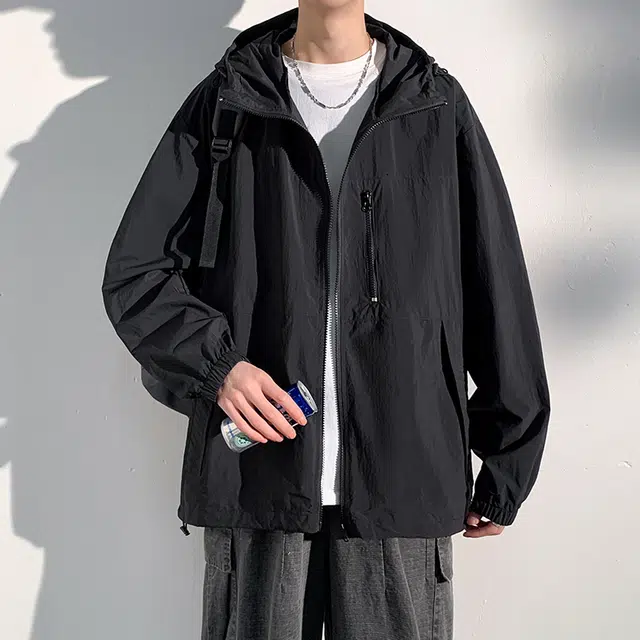 顶峰保罗 冰丝薄款防晒衣户外速干宽松休闲纯色连帽夹克外套 男女同款