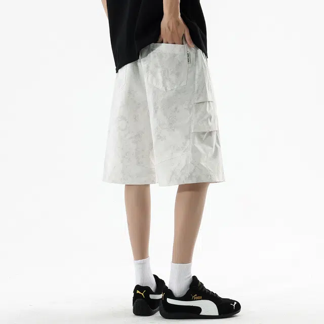 顶峰保罗 凉感亲肤透气宽松美式潮牌时尚百搭运动五分裤休闲短裤 男女同款