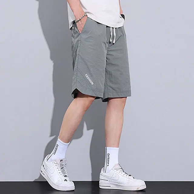 顶峰保罗 无性别主义薄款亲肤宽松透气速干五分裤抽绳时尚百搭沙滩篮球运动休闲短裤 男女同款