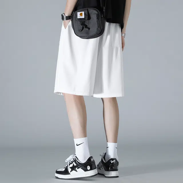 顶峰保罗 冰丝薄款凉感亲肤透气外穿潮牌宽松大码运动篮球速干无性别主义五分裤子时尚百搭休闲短裤 男女同款