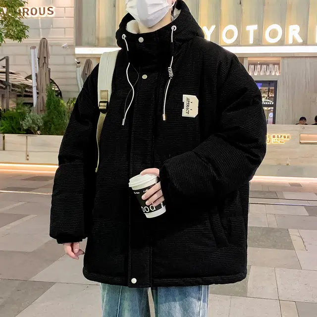 顶峰保罗 重磅羊羔绒休闲工装连帽潮牌棉衣无性别主义宽松百搭加绒加厚外套大码保暖厚实时尚长袖棉服 男女同款