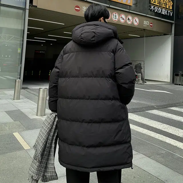 顶峰保罗 美式潮牌中长款简约百搭纯色连帽长袖羽绒服 男女同款