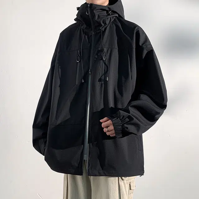 顶峰保罗 美式户外登山服软壳骑行徒步通勤运动连帽长袖机能防风工装无性别主义山系宽松大码休闲简约百搭痞帅潮牌夹克外套 男女同款