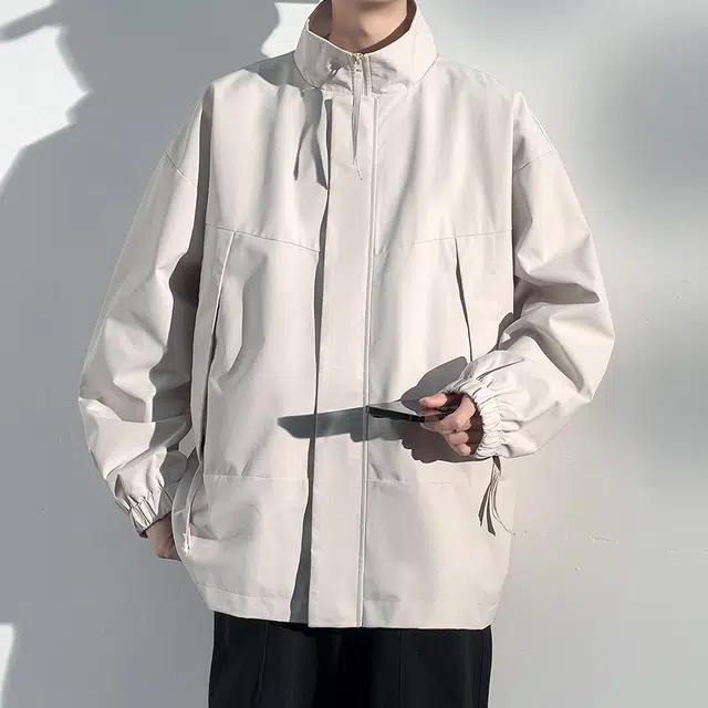 顶峰保罗 美式纯色工装直筒潮牌简约无性别主义休闲宽松翻领百搭时尚长袖夹克外套 男女同款