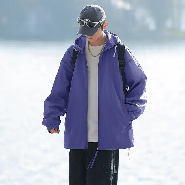 顶峰保罗 美式高街冰丝薄款简约百搭外穿上衣户外凉感登山徒步运动跑步宽松舒适连帽夹克外套 男女同款