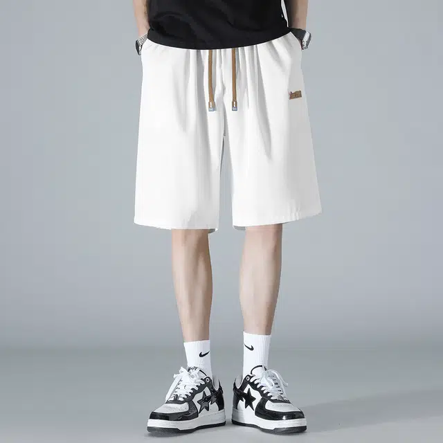 顶峰保罗 冰丝薄款凉感亲肤透气外穿潮牌宽松大码运动篮球速干无性别主义五分裤子时尚百搭休闲短裤 男女同款