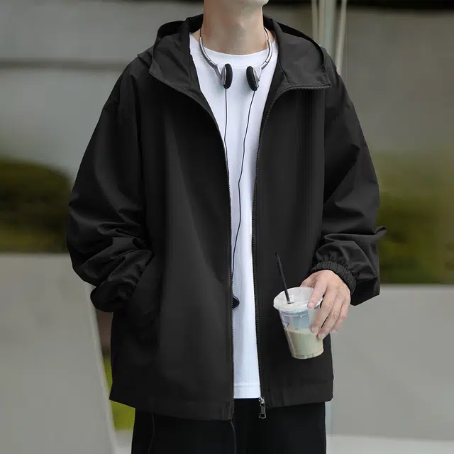 顶峰保罗 美式潮牌开衫连帽外套运动休闲宽松衣服无性别主义百搭简约高街夹克 男女同款
