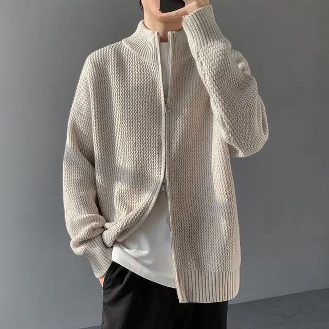 顶峰保罗 立领无性别主义复古慵懒痞帅休闲宽松简约百搭纯色长袖毛衣 男女同款