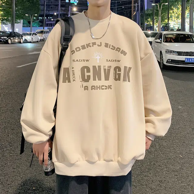 顶峰保罗 美式重磅直筒基础字母印花无性别主义休闲时尚潮牌时尚百搭宽松大码圆领长袖卫衣 男女同款