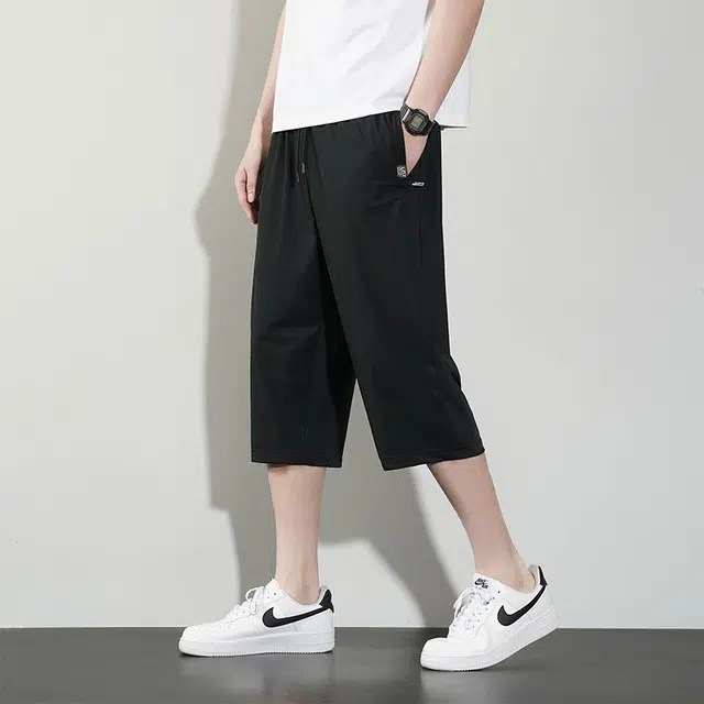 顶峰保罗 冰丝薄款宽松直筒夏天凉感运动七分裤无性别主义纯色简约百搭舒适痞帅休闲短裤 男女同款