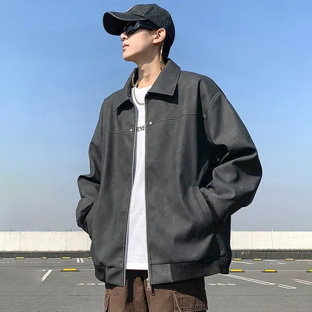 顶峰保罗 美式复古潮牌宽松简约百搭夹克外套 男女同款