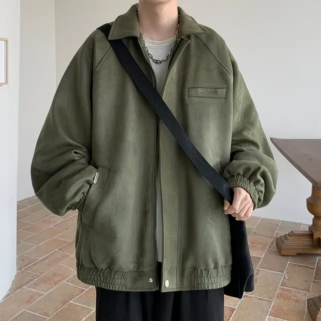 顶峰保罗 美式复古潮牌痞帅无性别主义翻领宽松时尚休闲上衣百搭纯色长袖夹克外套 男女同款