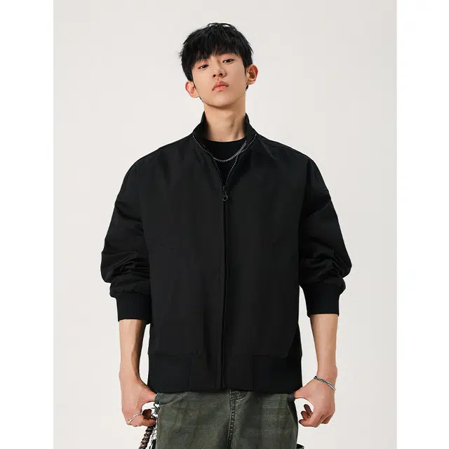 顶峰保罗 美式潮牌纯色高级感短款宽松休闲上衣外套秋冬穿搭情侣款加厚保暖防风潮流百搭翻领夹克 男女同款