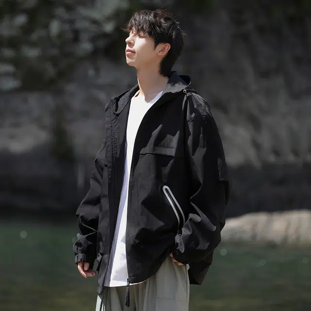 顶峰保罗 美式户外登山服软壳骑行徒步通勤运动连帽长袖机能工装外套无性别主义山系宽松大码休闲上衣简约百搭痞帅潮牌夹克 男女同款