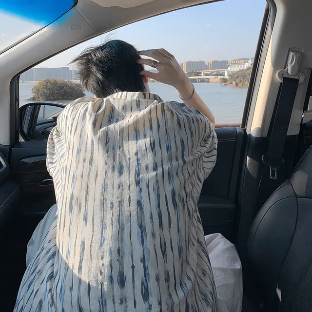 顶峰保罗 薄款透气竖条纹衬衣外套凉感痞帅潮流设计感宽松小众百搭休闲舒适翻领短袖衬衫 男女同款