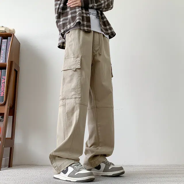 寻星记 美式复古高街纯色宽松直筒百搭抗皱垂顺透气户外运动长裤休闲裤 男女同款