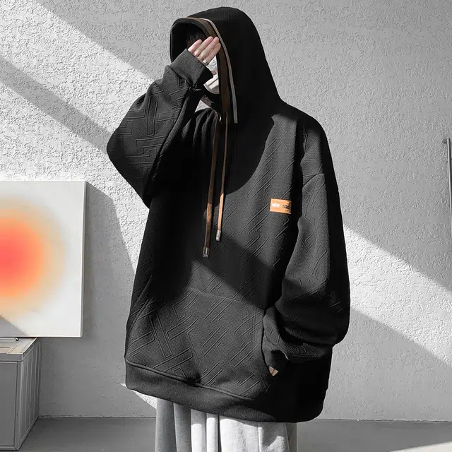 顶峰保罗 美式重磅复古拼接撞色小众设计简约百搭潮牌卫衣 男女同款