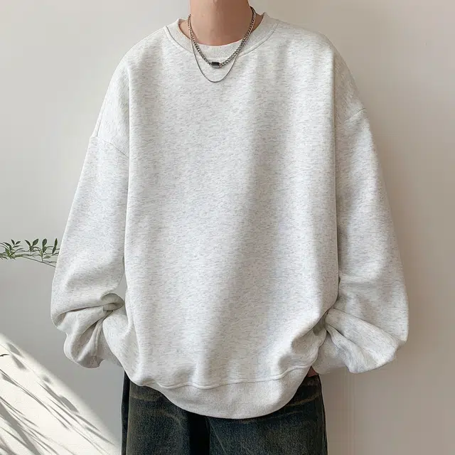 顶峰保罗  美式复古纯色高级设计感休闲大码运动上衣无性别主义直筒宽松百搭简约潮牌圆领卫衣 男女同款