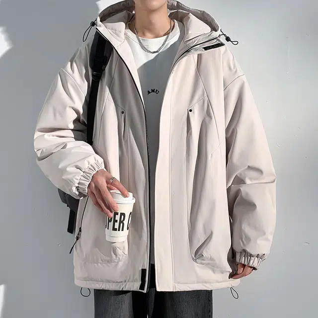 顶峰保罗 山系户外机能运动登山连帽工装长袖棉衣无性别主义潮牌休闲直筒上衣加厚多口袋宽松百搭舒适保暖耐磨棉服 男女同款