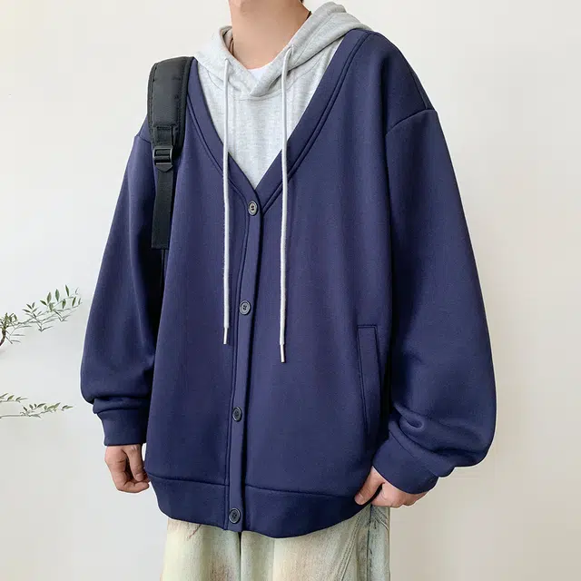 顶峰保罗 假两件拼接连帽宽松无性别主义美式潮牌休闲慵懒运动百搭长袖卫衣 男女同款