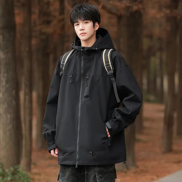 顶峰保罗  户外机能风登山服软壳骑行徒步通勤运动连帽长袖休闲多巴胺防风外套无性别主义山系宽松大码工装上衣简约百搭潮牌夹克 男女同款