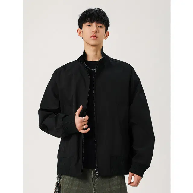 顶峰保罗 美式潮牌纯色高级感短款宽松休闲上衣外套秋冬穿搭情侣款加厚保暖防风潮流百搭翻领夹克 男女同款