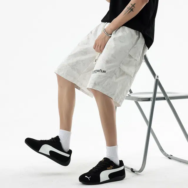 顶峰保罗 凉感亲肤透气宽松美式潮牌时尚百搭运动五分裤休闲短裤 男女同款