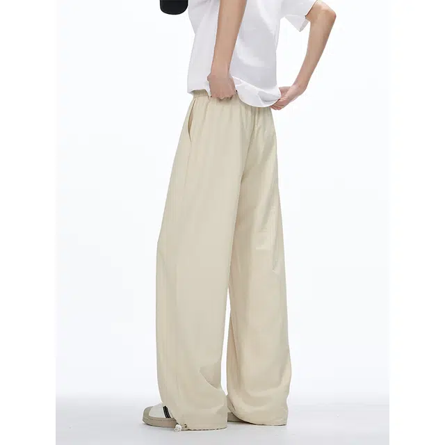 顶峰保罗 美式凉感复古痞帅直筒长裤情侣潮牌薄款宽松简约舒适小众百搭显瘦显高运动休闲裤 男女同款