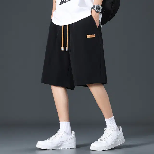 顶峰保罗 轻薄冰丝凉感薄款亲肤透气速干运动潮牌外穿无性别主义宽松痞帅时尚百搭系带垂感休闲短裤 男女同款