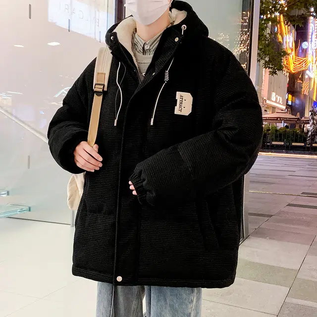 顶峰保罗 重磅羊羔绒休闲工装连帽潮牌棉衣无性别主义宽松百搭加绒加厚外套大码保暖厚实时尚长袖棉服 男女同款