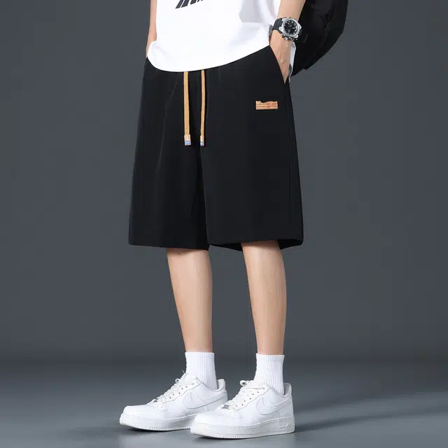 顶峰保罗 轻薄冰丝凉感薄款亲肤透气速干运动潮牌外穿无性别主义宽松痞帅时尚百搭系带垂感休闲短裤 男女同款