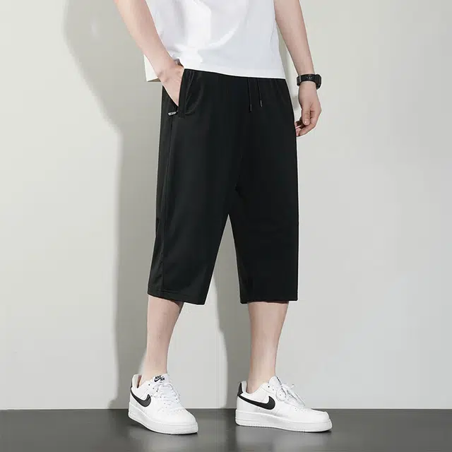 顶峰保罗 冰丝薄款宽松直筒夏天凉感运动七分裤无性别主义纯色简约百搭舒适痞帅休闲短裤 男女同款