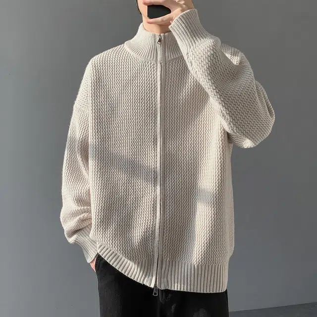 顶峰保罗 立领无性别主义复古慵懒痞帅休闲宽松简约百搭纯色长袖毛衣 男女同款