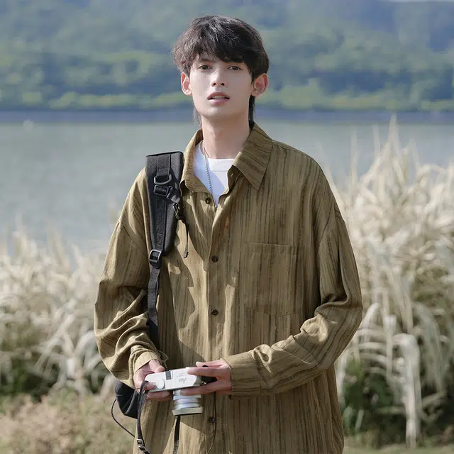 顶峰保罗 扎染长袖垂感大码潮流冰丝衬衣宽松薄款翻领无性别主义休闲潮牌外套时尚百搭高级感衬衫 男女同款