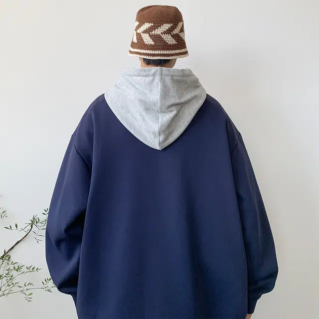 顶峰保罗 假两件拼接连帽宽松无性别主义美式潮牌休闲慵懒运动百搭长袖卫衣 男女同款