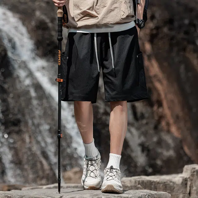 顶峰保罗 冰丝大口袋工装薄款宽松大码运动五分裤子无性别主义潮流痞帅时尚百搭设计感休闲短裤 男女同款