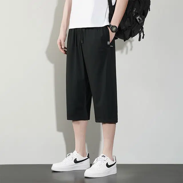 顶峰保罗 冰丝薄款宽松直筒夏天凉感运动七分裤无性别主义纯色简约百搭舒适痞帅休闲短裤 男女同款