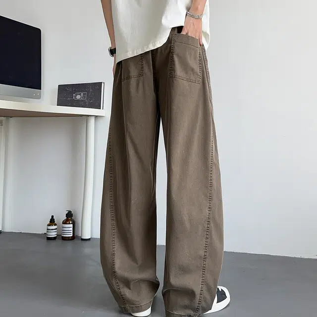 顶峰保罗 无性别主义轻薄凉感垂坠感阔腿长裤子直筒宽松时尚百搭系带亲肤透气高级感休闲裤 男女同款