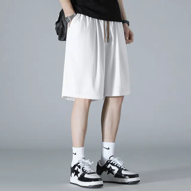 顶峰保罗 冰丝薄款凉感亲肤透气外穿潮牌宽松大码运动篮球速干无性别主义五分裤子时尚百搭休闲短裤 男女同款