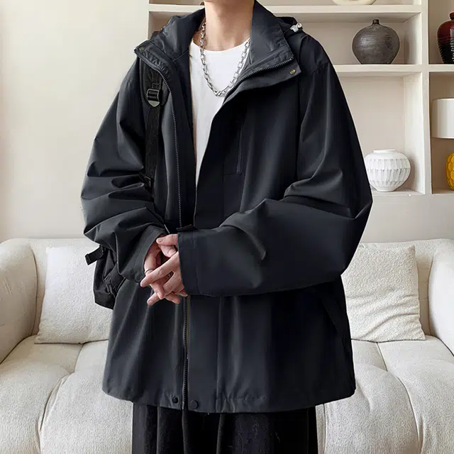 顶峰保罗 户外机能运动登山可拆卸抓绒内胆工装冲锋连帽上衣三合一多口袋宽松百搭舒适大码简约两件套夹克外套 男女同款